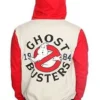 Ghostbusters 1984 Hooded Fleece Red and White Varsity Jacket