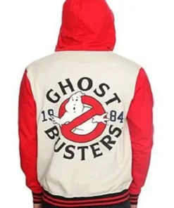 Ghostbusters 1984 Hooded Fleece Red and White Varsity Jacket