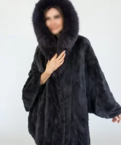 Gigi Magical Mink Fur Black Cape Coat