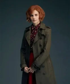 Gillian Chamberlain A Discovery of Witches Louise Brealey Grey Double-Breasted Trench Coat