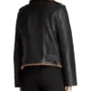 Gina Aviator Shearling Leather Black Biker Jacket