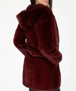 Gina Maroon Mink Fur Hooded Open Closure Coat For Men And Women