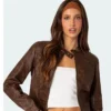 Gloria Edikted Women Cafe Racer Faux Leather Jacket