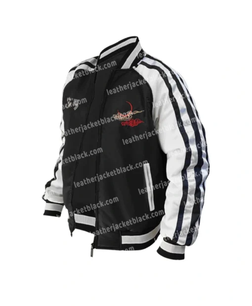 Godzilla King Of Monsters Satin Stripe Bomber Jacket For Men And Women