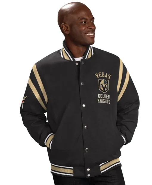 Golden Knights Tailback Black Satin Varsity Jacket