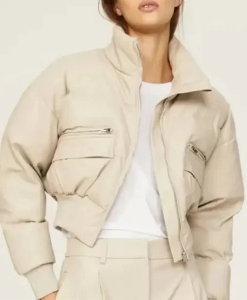 Good Morning America Ginger Zee Off White Bomber Jacket