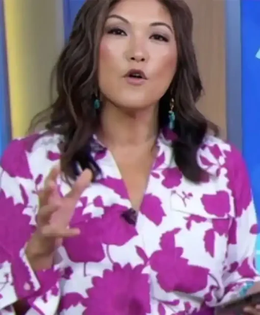Good Morning America Juju Chang Pink And White Shirt