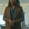 Good Trouble S04 Malika Williams Brown Checked Blazer-front