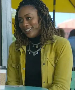 Good Trouble S04 Malika Williams Yellow Leather Jacket-2024