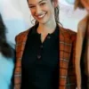 Good Trouble S04 Raisa Plaid Brown Blazer