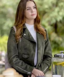 Good Witch Grace Russell Green Leather Biker Jacket