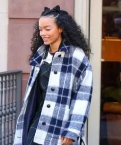 Gossip Girl 2021 Zoya Lott Blue Flannel Jacket