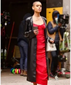 Gossip Girl Julien Calloway Black Leather Trench Coat