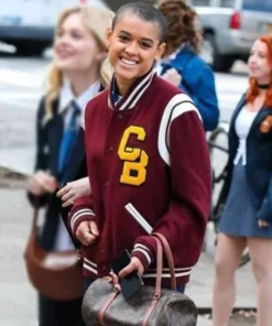 Gossip Girl Julien Calloway Maroon Letterman Varsity Jacket