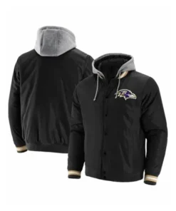 Grady Baltimore Ravens Black Varsity Jacket With Hood