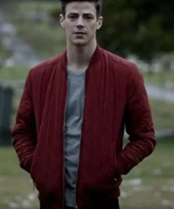 Grant Gustin TV Series The Flash Barry Allen Beige Bomber Jacket