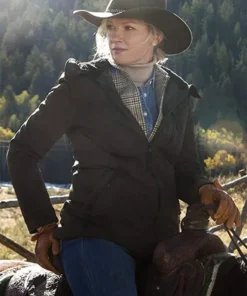 Gretchen Mol Drama Series Yellowstone Evelyn Dutton Brown Cotton Hooded Jacket