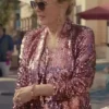 Hacks 2024 Jean Smart Sequined Evening Pink Jacket