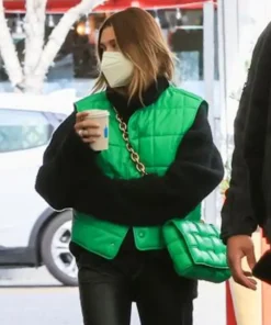 Hailey Bieber Cropped Vest Green