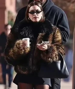 Hailey Bieber Multiple Fur Coat One