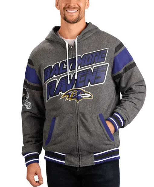 Hans Baltimore Ravens Men NFL Grey Pullover Jacket
