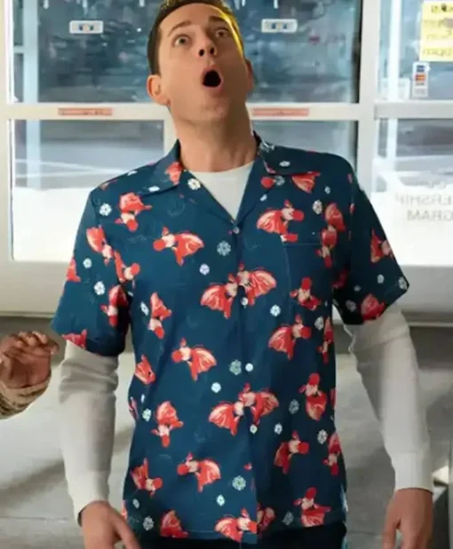 Harold And The Purple Crayon Zachary Levi Blue Printed Shirt
