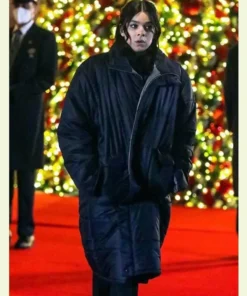 Hawkeye Kate Bishop Black Parachute Hooded Puffer Coat-front