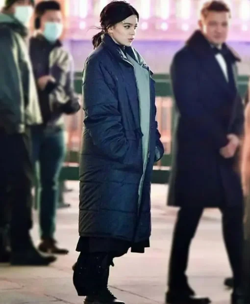 Hawkeye Kate Bishop Black Parachute Hooded Puffer Coat-sidepose