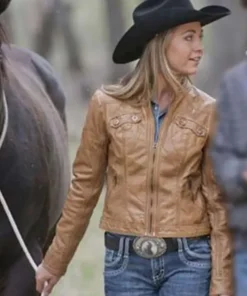 Heartland Amy Fleming Leather Brown Amber Marshall Jacket