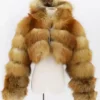 Helena Zipper Hooded Mink Crop Fur Jacket