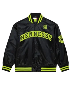 Hennessy Neon Black Satin Varsity Jacket