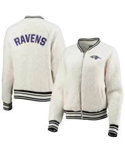 Henri Baltimore Ravens Cream Sherpa Jacket