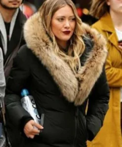 Hilary Duff TV Series Younger Kelsey Peters Black Fur Collar Polyester Jacket