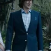 House Of Gucci Adam Driver Blue Suiting Fabric Blazer