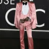 House Of Gucci Premiere 2021 Jared Leto Pink Satin Blazer