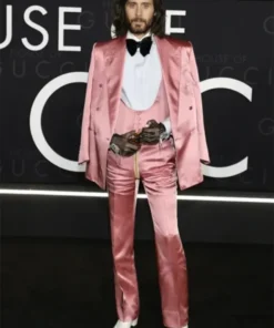 House Of Gucci Premiere 2021 Jared Leto Pink Satin Blazer