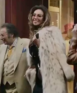 House Of Gucci Sophia Loren White Fur Trench Coat