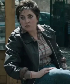 House of Gucci 2021 Patrizia Reggiani Black Leather Jacket