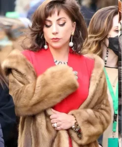 House of Gucci Lady Gaga Brown Long Fur Coat