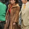 House of Gucci Lady Gaga Brown Long Fur Coat-side