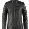 Hybrid Grey Leather Jacket Cafe Racer Style