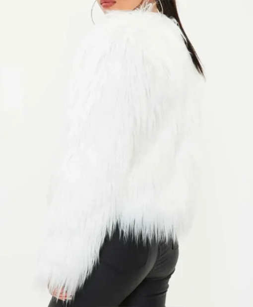 I Hate Suzie Season 01 White Faux Fur Jacket