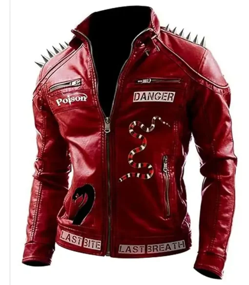 I am Venomous Danger Poison Red Leather Jacket