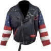 Independence Day USA Flag Vintage Stars Studded Leather Jacket