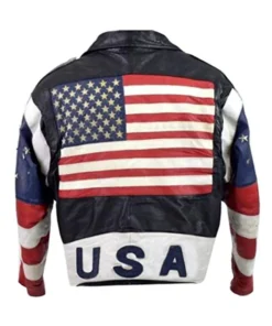 Independence Day USA Flag Vintage Stars Studded Leather Jacket For Sale