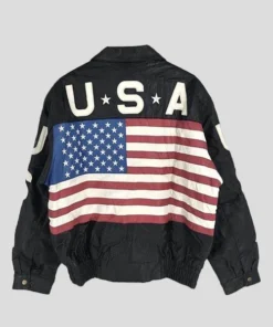 Independence Day Vintage USA Flag Black Jacket