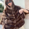 Inna Faux Mink Fur Brown Cape Coat
