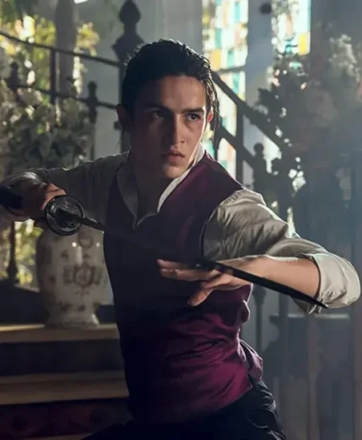Into the Badlands Aramis Knight Satin Purple Vest-side