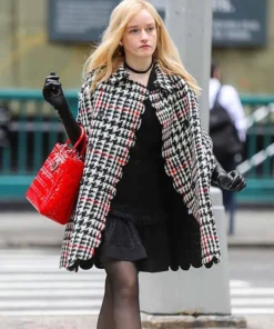 Inventing Anna Julia Garner Houndstooth Mid Length Coat