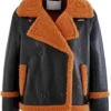 Isaac Genuine Sheepskin Shearling Leather Black Jacket With YKK Zipper closure